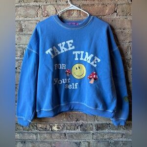 Edikted Blue Fleece Sweatshirt